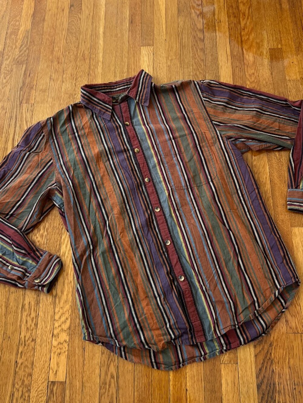 The Territory Ahead Multicolor Stripe Button-Up 100% Cotton Shirt - Men's Medium